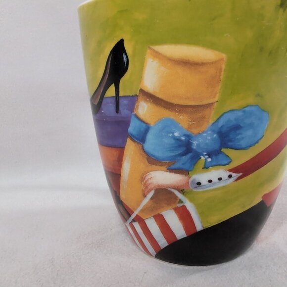 Maxwell Williams Born To Shop Mug Sue Janson 2007 Porcelain Coffee Tea Multi - Picture 4 of 11